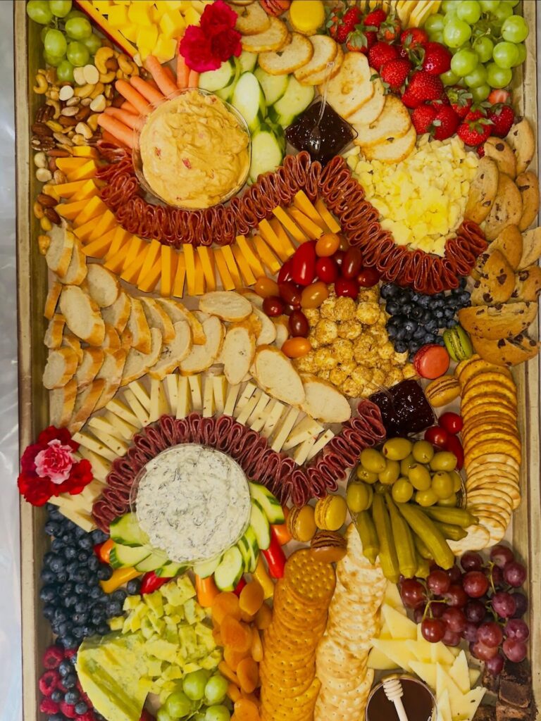 3-foot board for a corporate event with salami river and dip